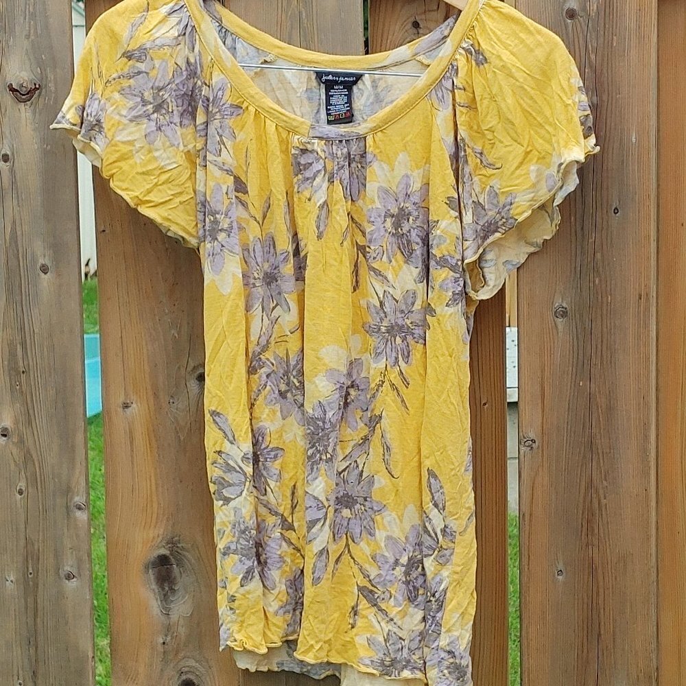 PRETTY RETRO Jules and James Floral Blouse Flutter Sleeves Women's Medium